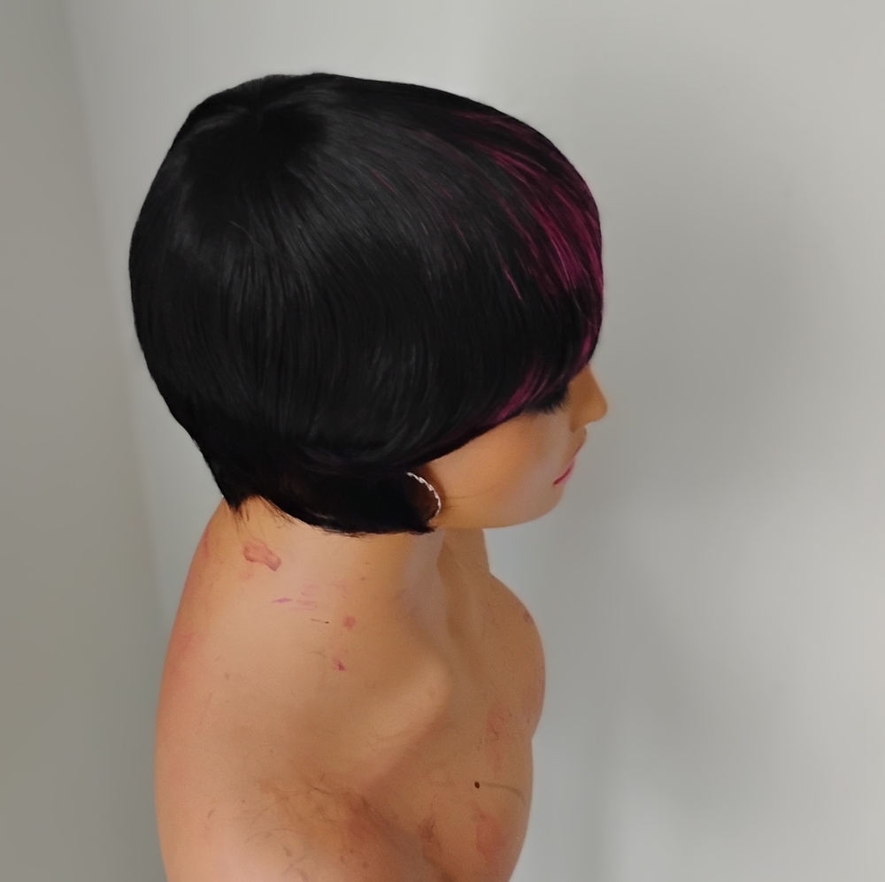 Stylish Black and Pink Women's Wig - Picture 3 of 6